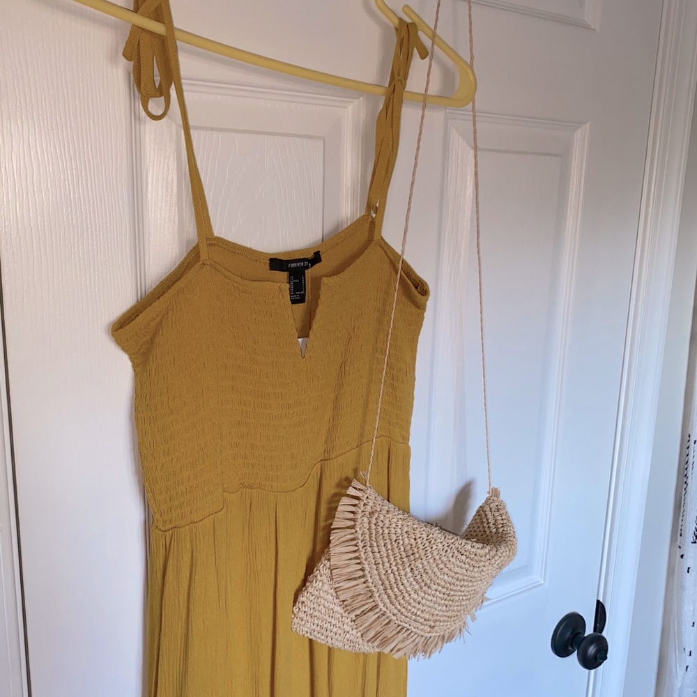 NWT Mustard V-neck Shoulder Tie Jumpsuit